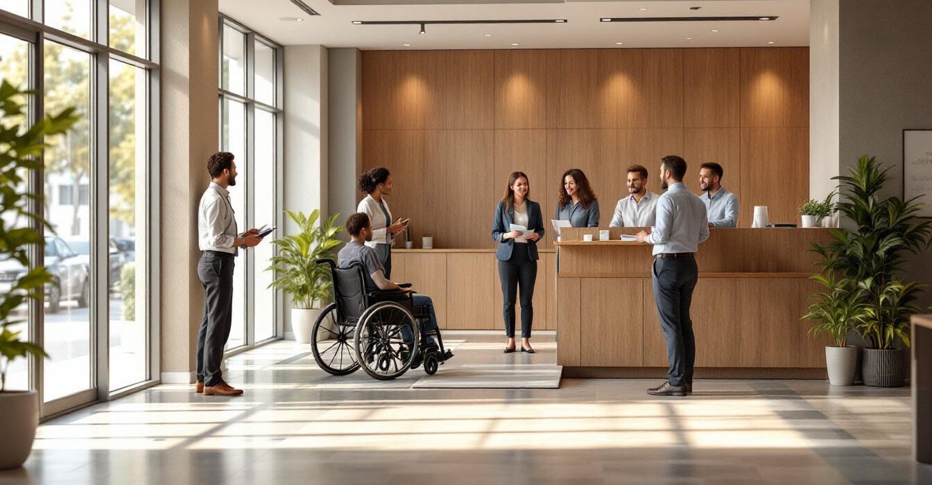 découvrez comment former efficacement votre équipe pour accueillir chaleureusement et professionnellement les personnes à mobilité réduite (pmr) dans une banque d'accueil.