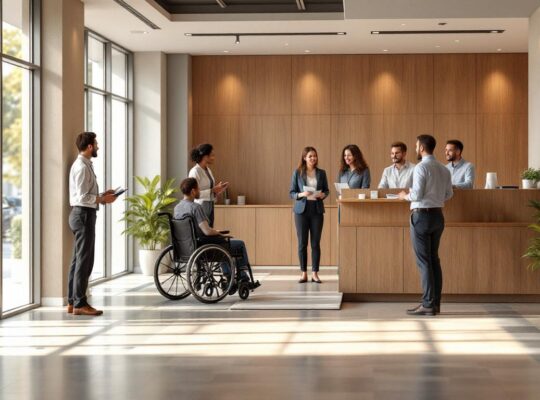 découvrez comment former efficacement votre équipe pour accueillir chaleureusement et professionnellement les personnes à mobilité réduite (pmr) dans une banque d'accueil.